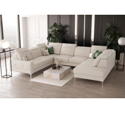 NAROŻNIK MALIBU MAX I 260x350x220 CM SKÓRA NATURALNA - Skóra ecru , Strona lewa