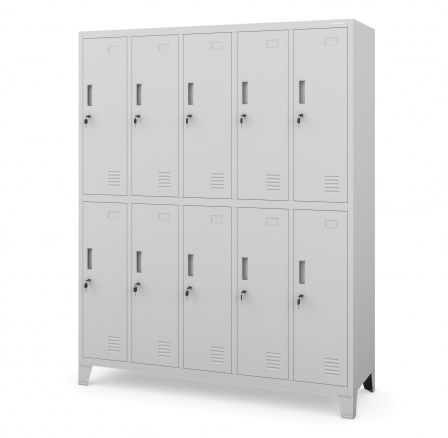 Ruhásszekrény 10 dobozzal, szürke: BARTEK, 1360 x 1720 x 450 mm