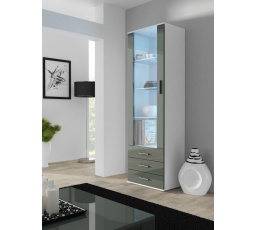 Vitrína SOHO S1, bílá/šedý lesk