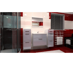 Koupelnová sestava Lora C bílá/světle fialový lesk