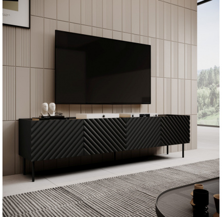 TV komód ONDA 4D RTV, fekete szekrény/ artisan tölgy