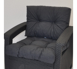 Polstr na křeslo z umělého ratanu - látka tmavě šedý melír