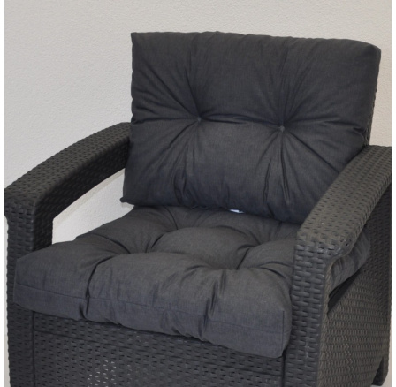 Polstr na křeslo z umělého ratanu - látka tmavě šedý melír