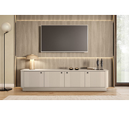 VESPER RTV 187 4D - cashmere mdf / cashmere / czarne uchwyty / cokół