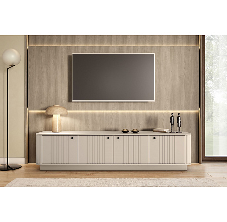 VESPER RTV 187 4D - cashmere mdf / cashmere / czarne uchwyty / cokół VESPER RTV 187 4D - cashmere mdf / cashmere / czarne uchwyty / cokół