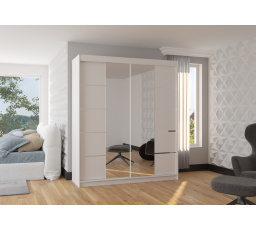 Tolóajtós szekrény tükörrel TRAVES 180 Fehér+Fehér