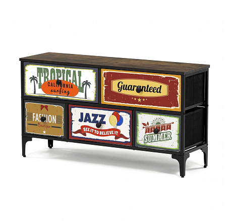 Komoda 103x30x56cm, mdf, vícebarevná, AUK-W2103 BK