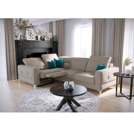 NAROŻNIK MALIBU RELAX Z FUNKCJĄ SPANIA 185x250 CM - lewa , Odcienie beżu