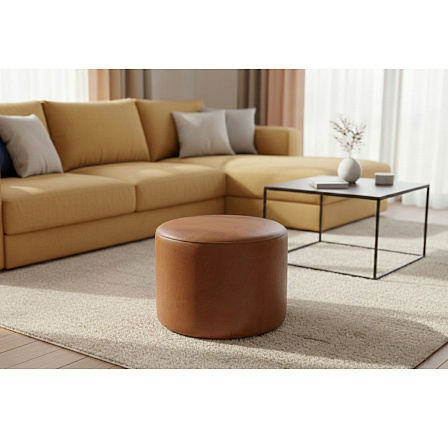 PUFA TILIA Ø52 CM SKÓRA NATURALNA
