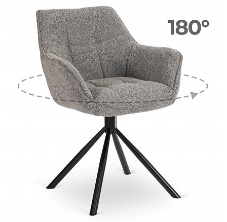 Krzesło Obrotowe PEONY Szare Boucle
