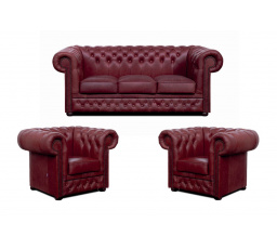 Sedací souprava Chesterfield Lord 3+1+1 kůže bordó
