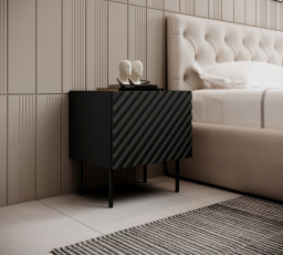 Éjjeliszekrény ONDA, fekete/tölgy artisan