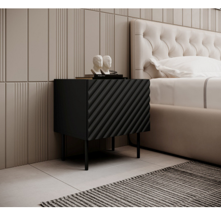 Éjjeliszekrény ONDA, fekete/tölgy artisan