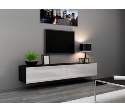 TV komód VIGO 180, fekete/ fehér fényes
