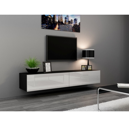 TV komód VIGO 180, fekete/ fehér fényes