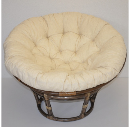 Ratanový papasan 115 cm hnědý - polstr světle béžový melír