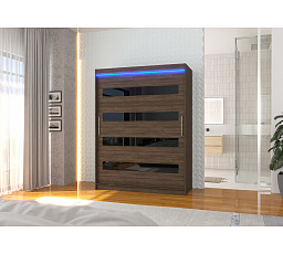 Tolóajtós szekrény lacobellel és LED világítással MARTINEZ 150 Choco+Black Lacobel