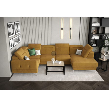 NAROŻNIK TAPICEROWANY MALIBU MAX II 180x350x182 CM - Odcienie żółtego , Strona lewa