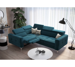 NAROŻNIK TOSCANIA RELAX Z FUNKCJĄ SPANIA 185X250 - Odcienie niebieskiego , lewa