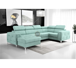 NAROŻNIK ORION MAX III Z FUNKCJĄ SPANIA 165x320x185 CM - Odcienie miętowego , prawa