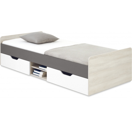 REMO RM15 ágy - 90x200 cm, Wilton fehér tölgy/Fehér Lux/Antracit