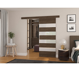 MILOU 86 tolóajtó falra Choco+White Lacobel