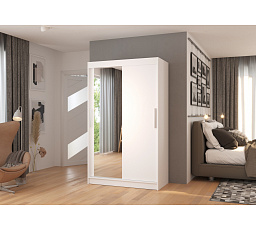 Tolóajtós szekrény tükörrel BARIO 120 Fehér+Fehér