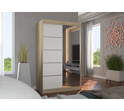 TOLÓAJTÓS TÜKÖRREL ELLÁTOTT SZEKRÉNY NICEA 120 Sonoma+Fehér