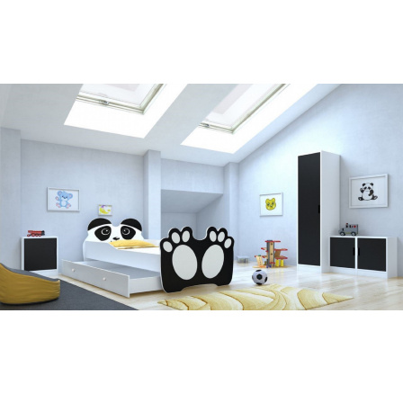 Ágy matraccal és fiókkal BEAR BLACK 140x70 Fekete