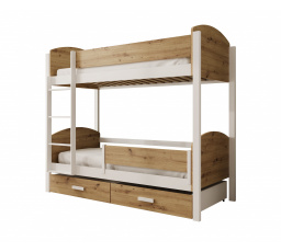 Jori Gyerek Emeletes Ágy korláttal 180x80 matraccal Fehér+Fehér