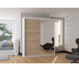 Tolóajtós szekrény tükörrel VIKI 180 Fehér+Sonoma