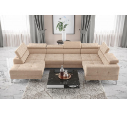 NAROŻNIK ROZKŁADANY TOSCANIA MAX I 170x350x185 CM - prawa , Odcienie beżu