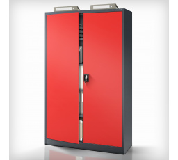 Fém irodai szekrény dokumentumokhoz antracit-vörös JAN II, 1150 x 1850 x 400 mm