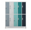 Fém zárható öltözőszekrény 10 rekesszel BARTEK, 1360 x 1720 x 450 mm, szürke-többszínű