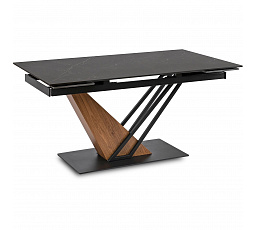 Stół REX Ceramiczny Rozkładany 160-220 cm Czarny Marmur/Orzech