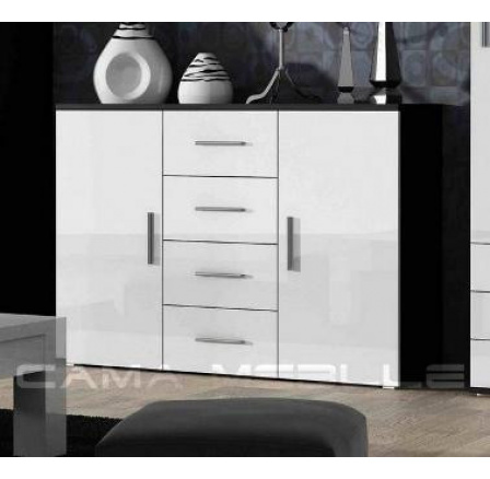 UNI komód, matt fekete/fényes fehér