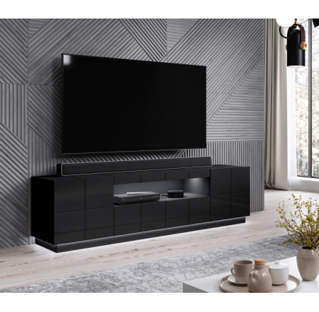 TV komód REJA, fényes fekete/fényes fekete
