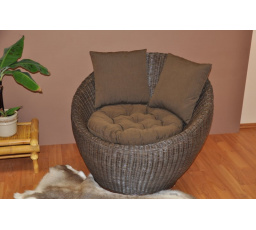 Ratanové křeslo Gentong hnědé s polstrem