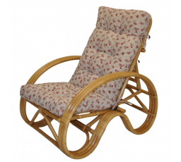 Ratanové křeslo polohovací medové polstr růžičky