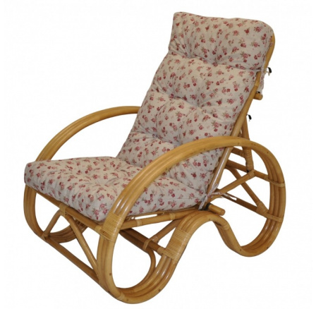 Ratanové křeslo polohovací medové polstr růžičky