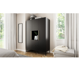 Lanzzi 120 Szafa Czarny Mat/Czarny Mat Czarny Mat 135x200