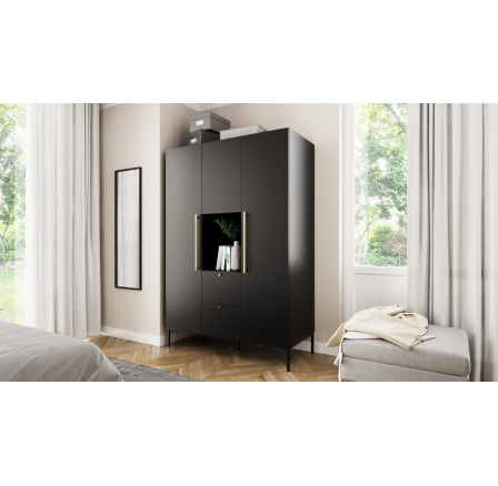 Lanzzi 120 Szafa Czarny Mat/Czarny Mat Czarny Mat 135x200