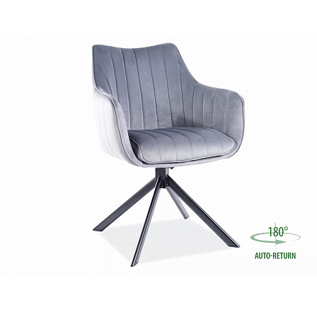 AZALIA VELVET forgó étkezőszék, Szürke Bluvel 14/Fekete