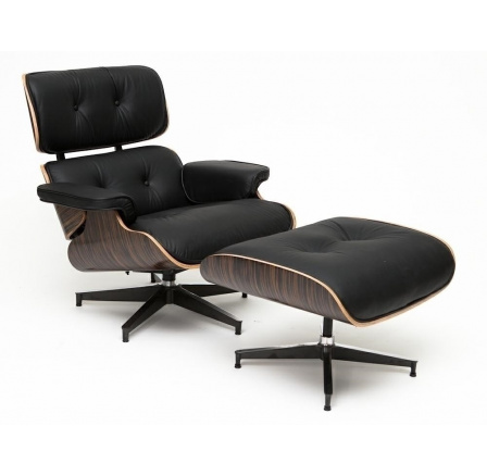 Vip fotel lábtartóval fekete/ébenfa