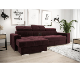 NAROŻNIK Z FUNKCJĄ SPANIA MARGO 160x250 - lewa , Odcienie bordowego