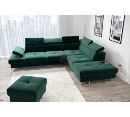 NAROŻNIK GALAXY Z FUNKCJĄ SPANIA 225X280 - prawa , Odcienie zieleni