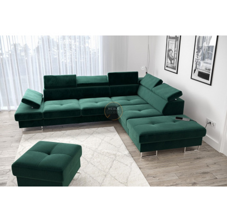 NAROŻNIK GALAXY Z FUNKCJĄ SPANIA 225X280 - prawa , Odcienie zieleni