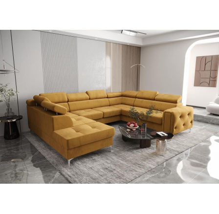 NAROŻNIK ORION MAX I Z FUNKCJĄ SPANIA 225X350X255 CM - Odcienie żółtego , prawa NAROŻNIK ORION MAX I Z FUNKCJĄ SPANIA 225X350X255 CM - Odcienie żółtego , prawa