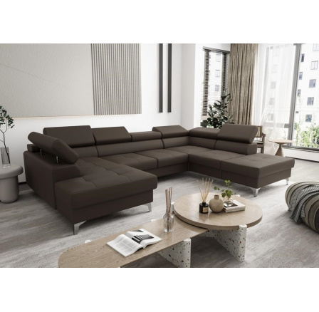 NAROŻNIK TOSCANIA MAX II 170x350x220 SKÓRA NATURALNA - prawa , Skóra brązowa