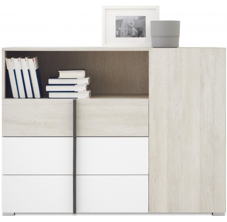 REMO RM9 komód, Wilton tölgy fehér/Fehér Lux/Antracit